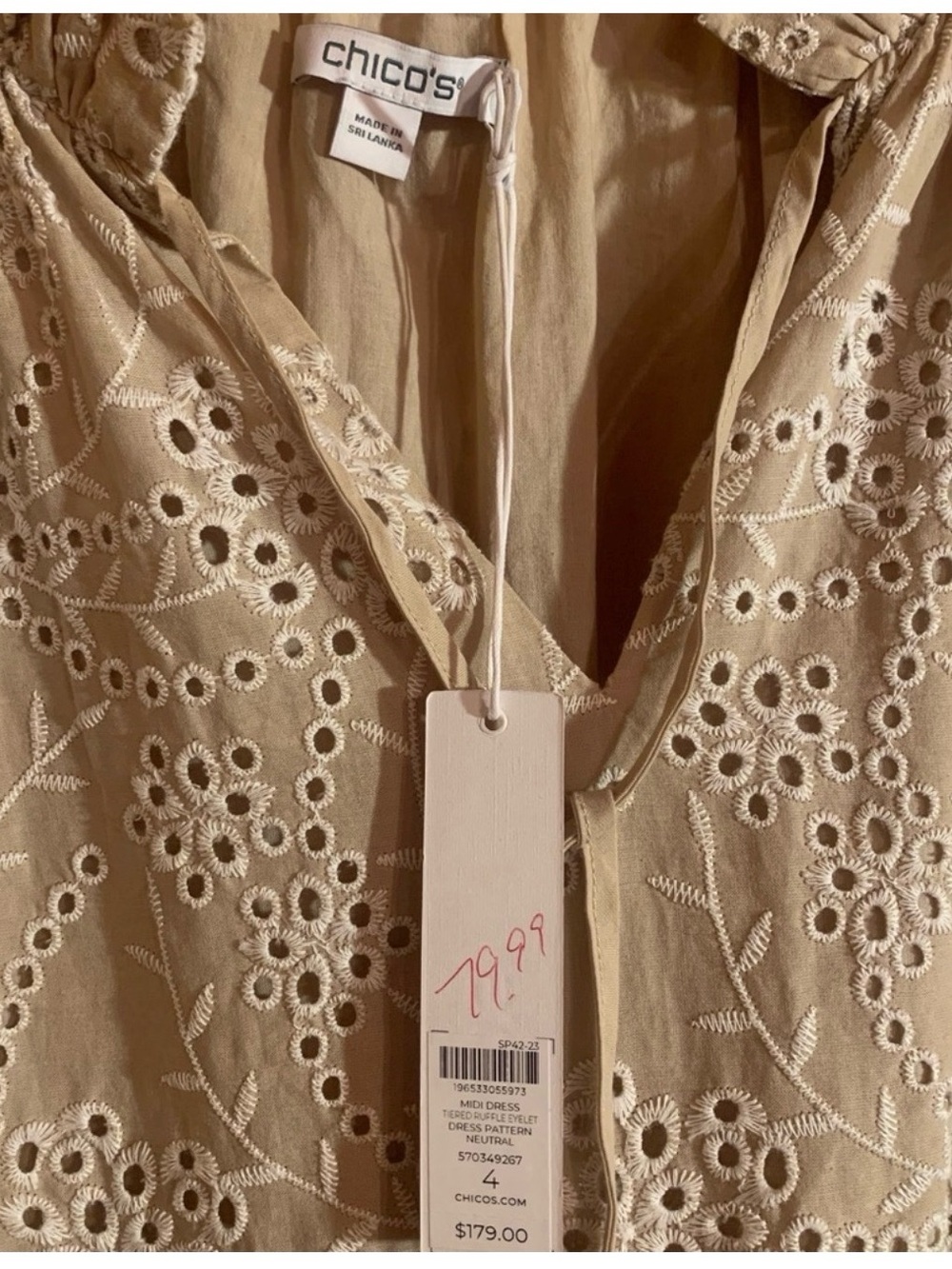 Chico's Beige Eyelet Maxi Dress - Picture 3 of 3